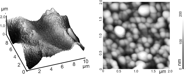 АСМ-изображения оксидированной поверхности титана после однократной экстракционно-пиролитической обработки